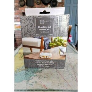 Mainstays Mood Crystal Sandalwood Incense Kit Ceramic Moon Phase Holder & rose q
